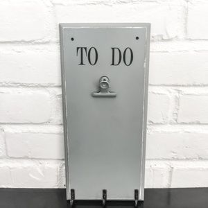 Wooden Blue "To Do" List With Hooks And Clips